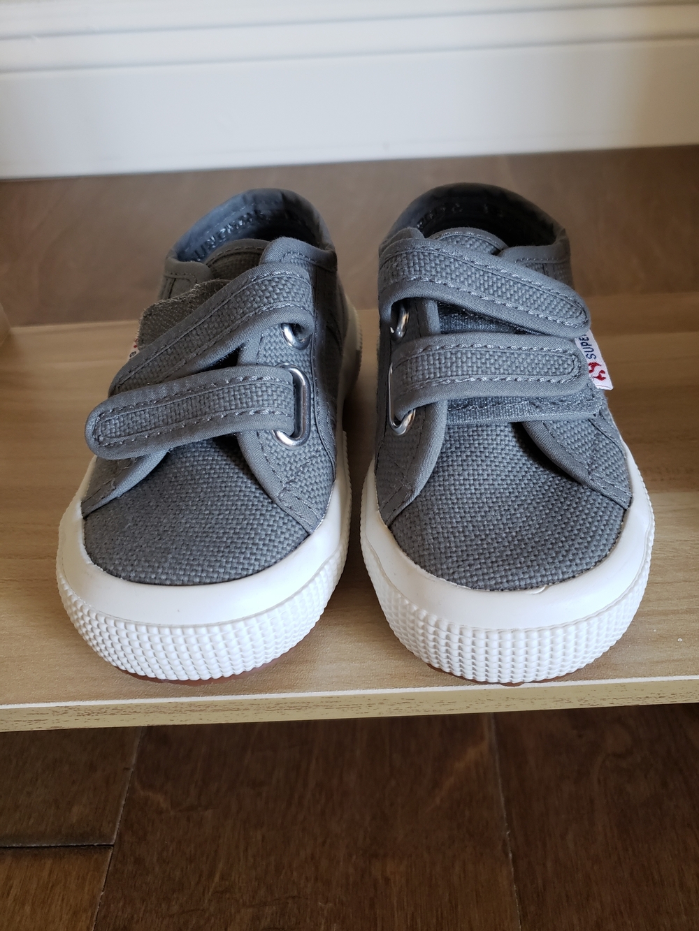 NWT Superga Kids Gray Canvas Sneakers with Velcro 7T
